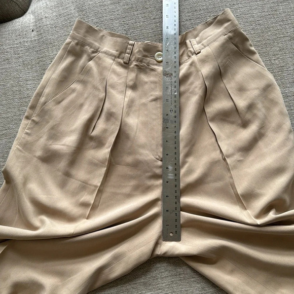 Nordstrom Preview Collection Tan sandwashed 100% silk trousers 10 - Picture 9 of 14